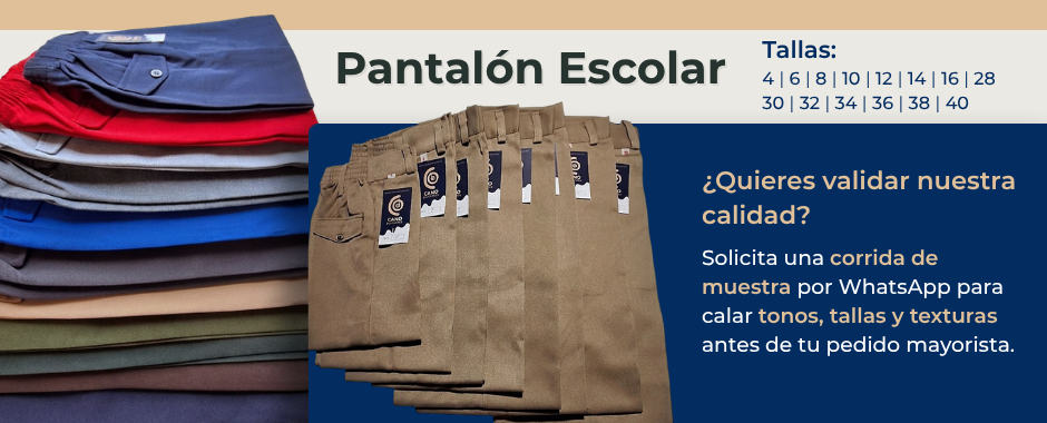 Venta de pantalones escolares